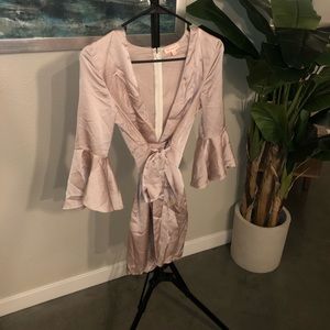 Blush Romper with Ruffled Sleeves